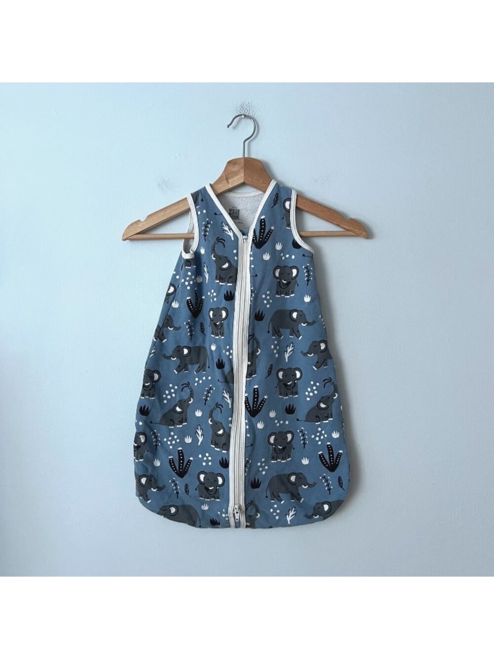 Winter Water Factory Blue Elephant 100% Organic Cotton Sleepsack Size 3 Months